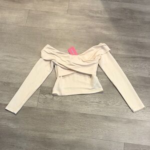 Edikted Cream Off-Shoulder Top